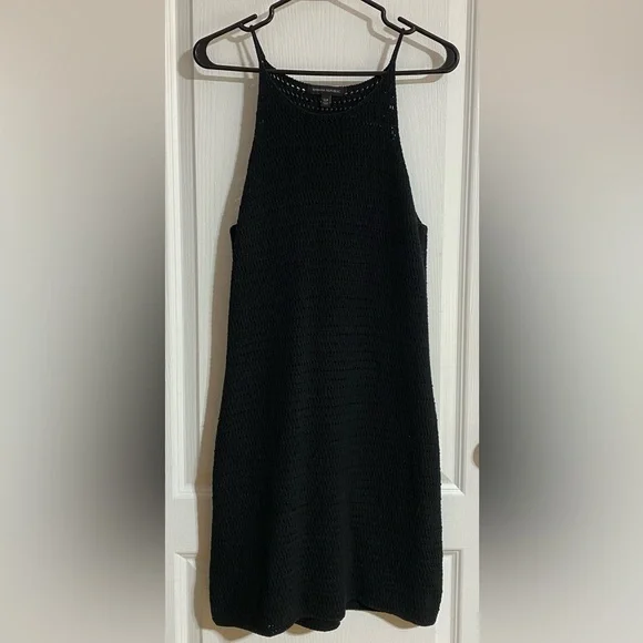 Banana Republic Knit Cotton Beachy Spaghetti Strap Mini Black Dress Size Small - Picture 2 of 7